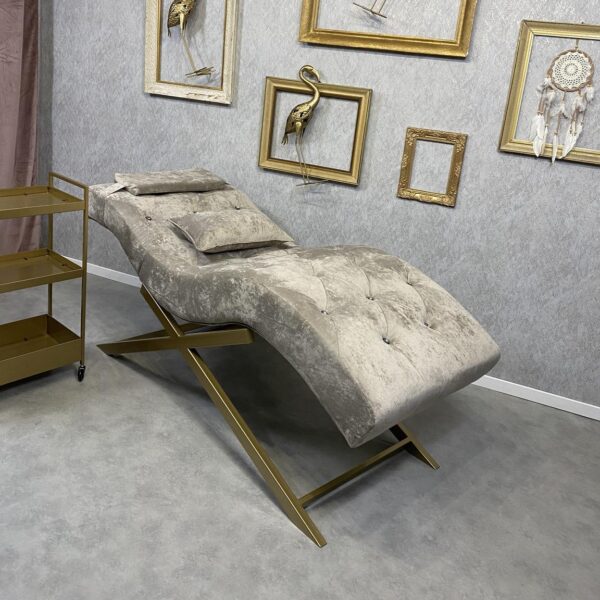 beauty parlor grey gold bed square